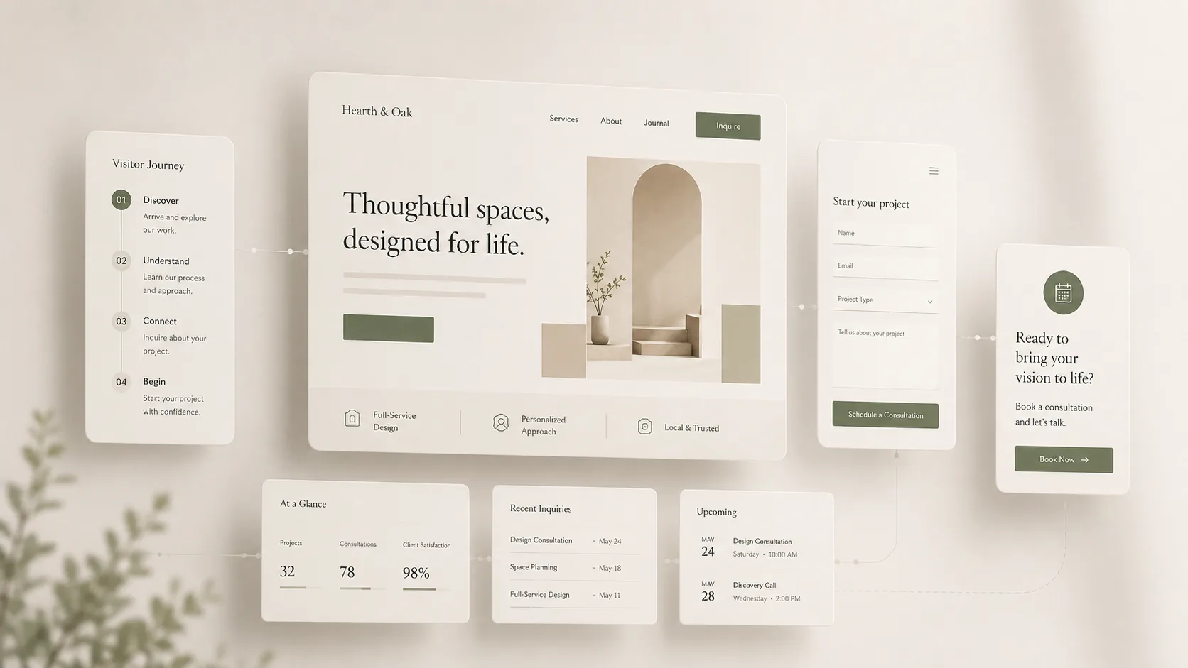Abstract modular website layout for a small business website design service