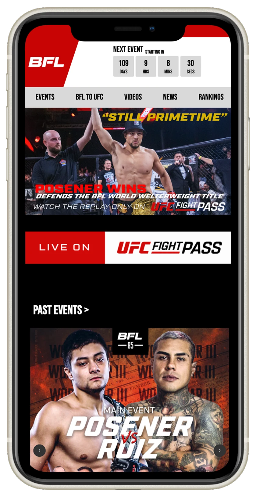 Mobile phone layout of the BFL site