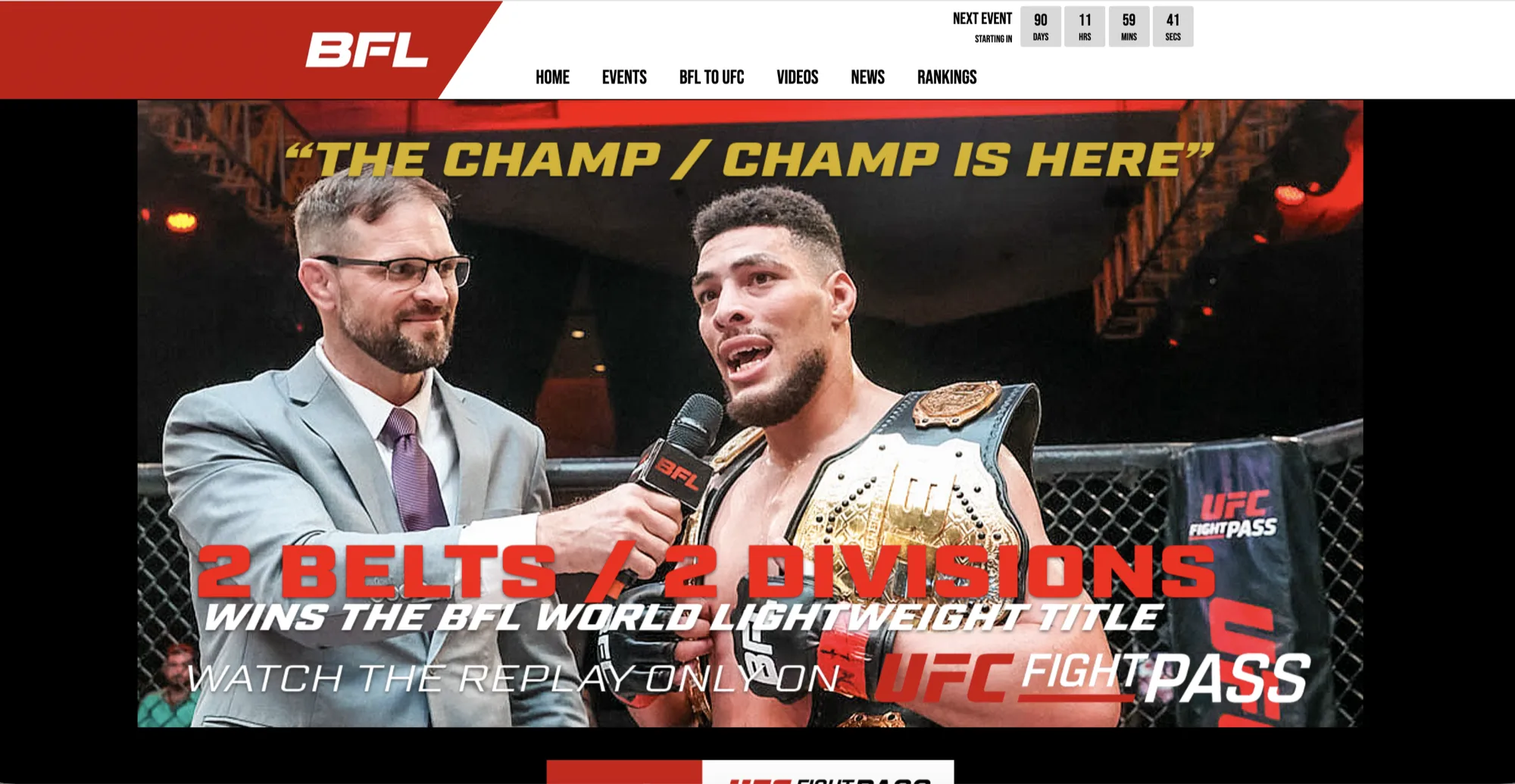 Battlefield Fight League website homepage