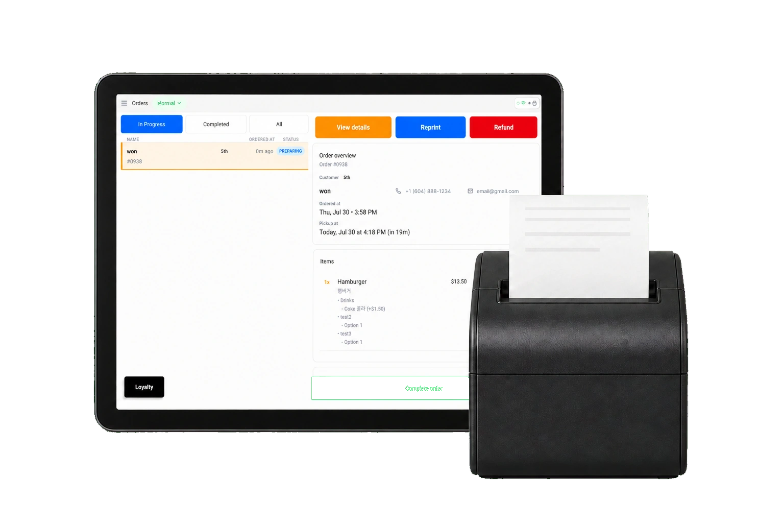 BiteBuddy restaurant tablet and printer hardware