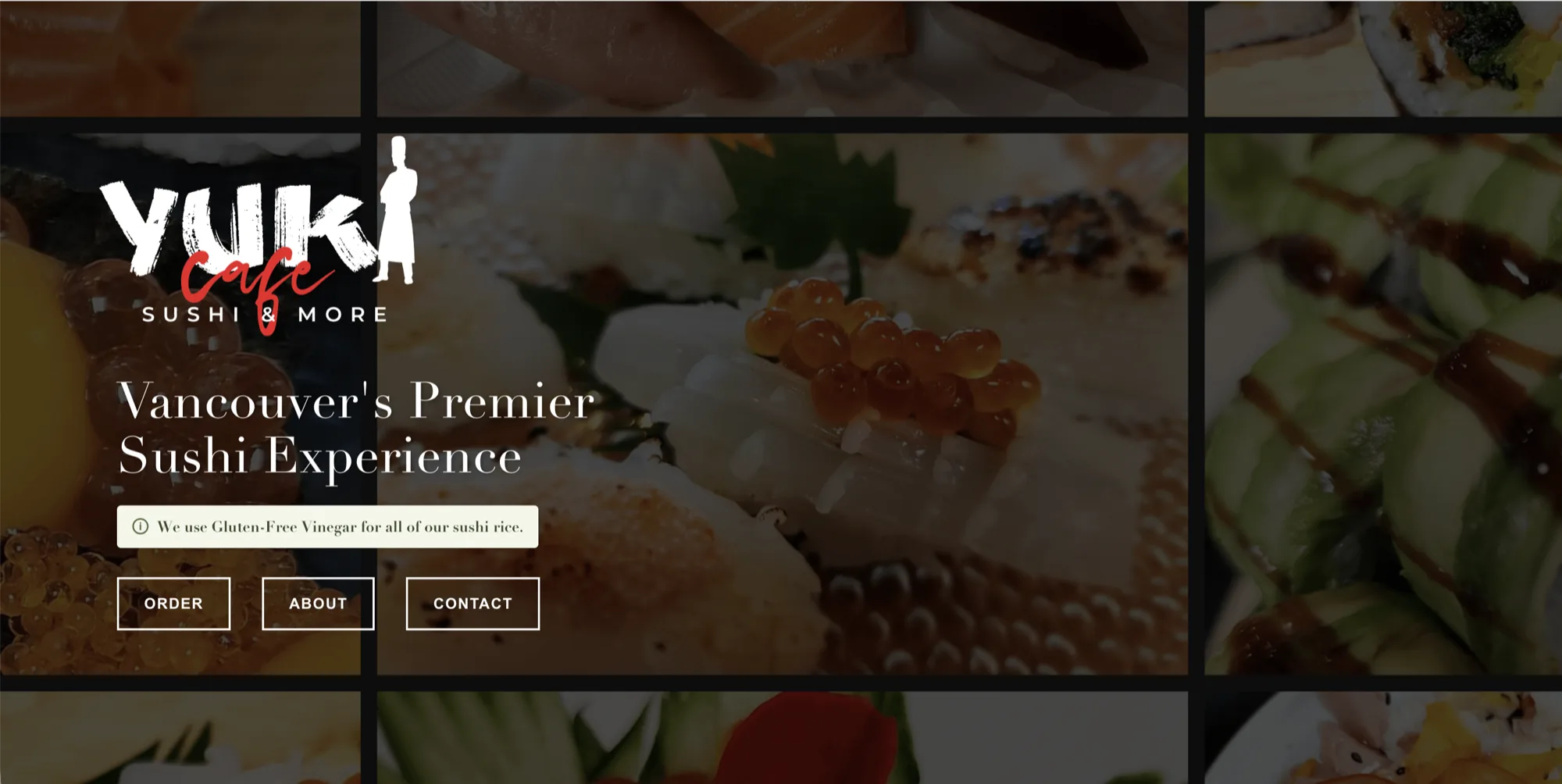 Yuki Cafe sushi website homepage