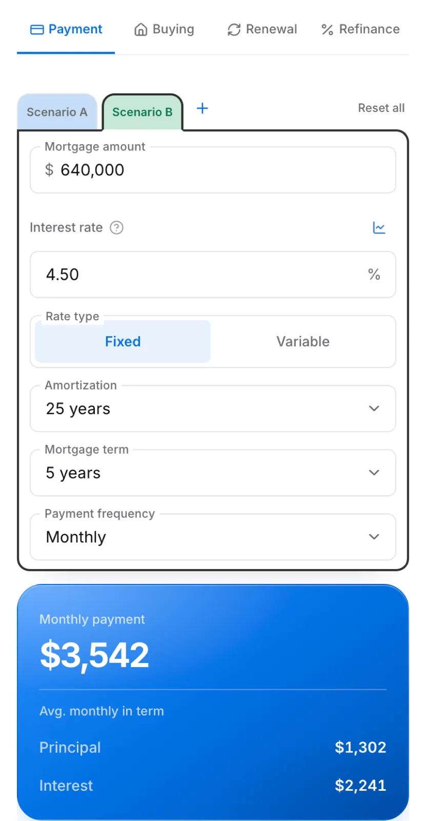 Mortgage payment calculator on mobile