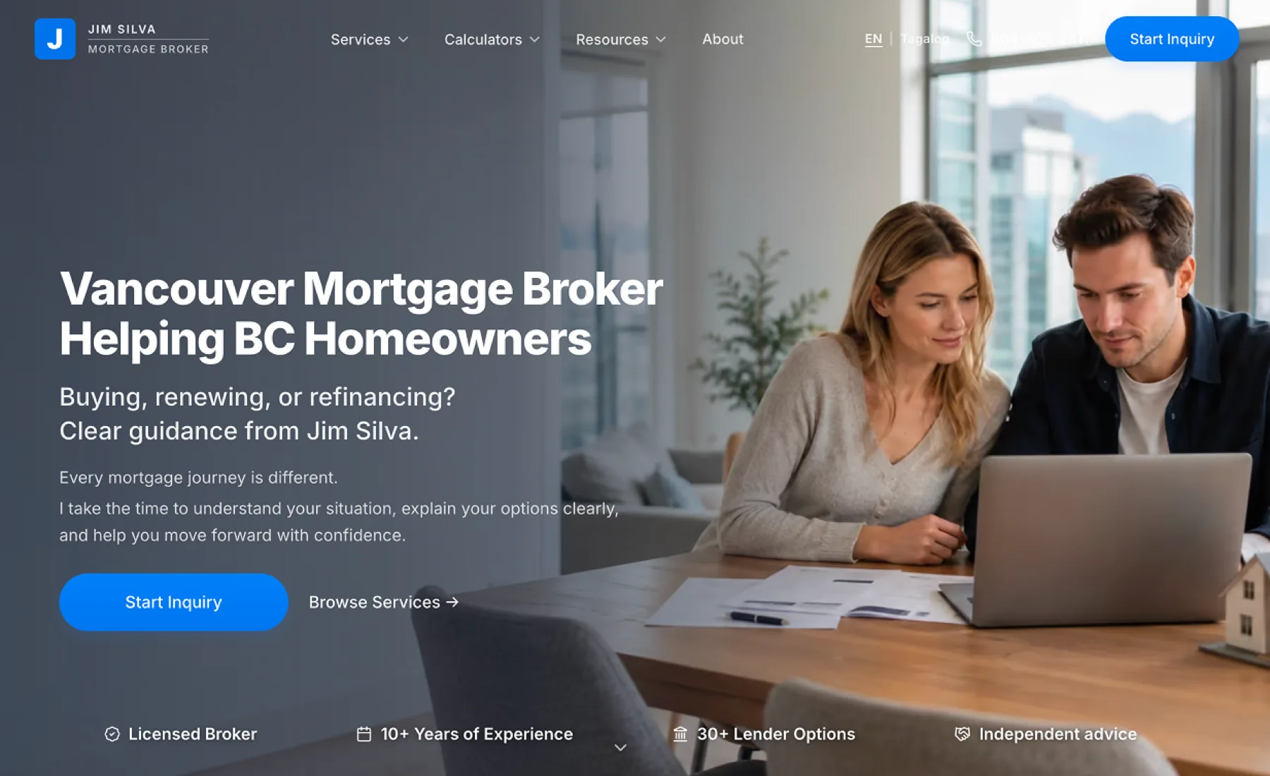 The Mortgage Helpers homepage on desktop